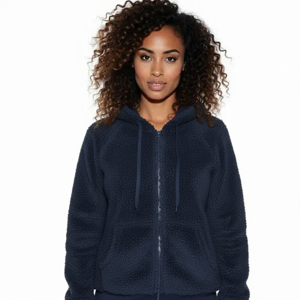 Full Size Half Zip Drawstring Fleece Hoodie Plus Size