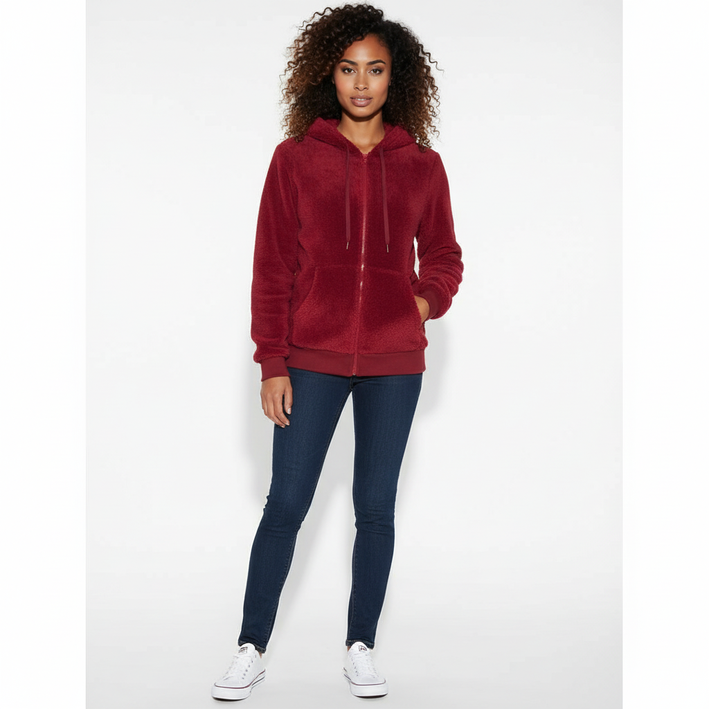 Full Size Half Zip Drawstring Fleece Hoodie Plus Size